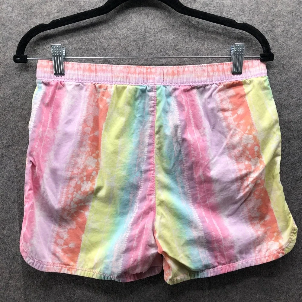 The Childrens Place Tie Dye Stripe Shorts Girls 14 Plus‎ Rainbow Cotton Pull On